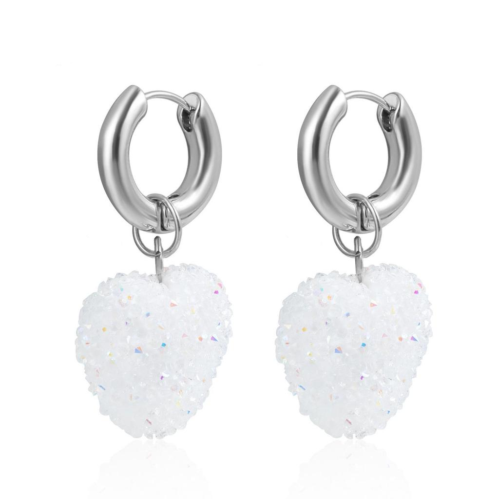 European & American Luxurious Heart & Star Flower Drop Earrings with Ear Cuffs