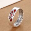Adjustable Open Ring Men Women Floral Lotus Design Vintage Style Plated Statement Finger