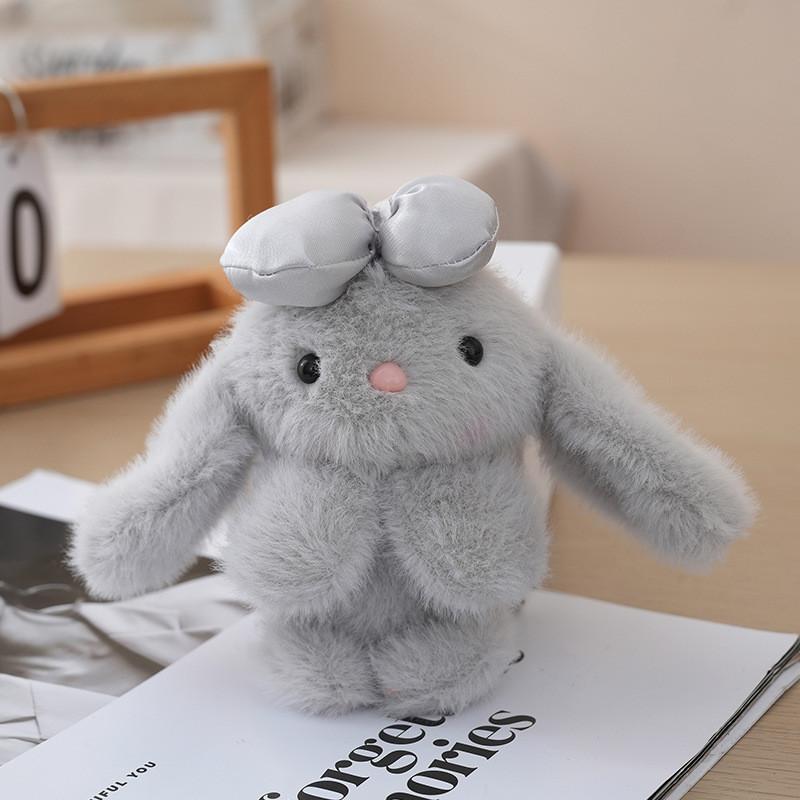 Stuffed Animal Bunny With Bow Keychain Pp Cotton Filling Key Chain