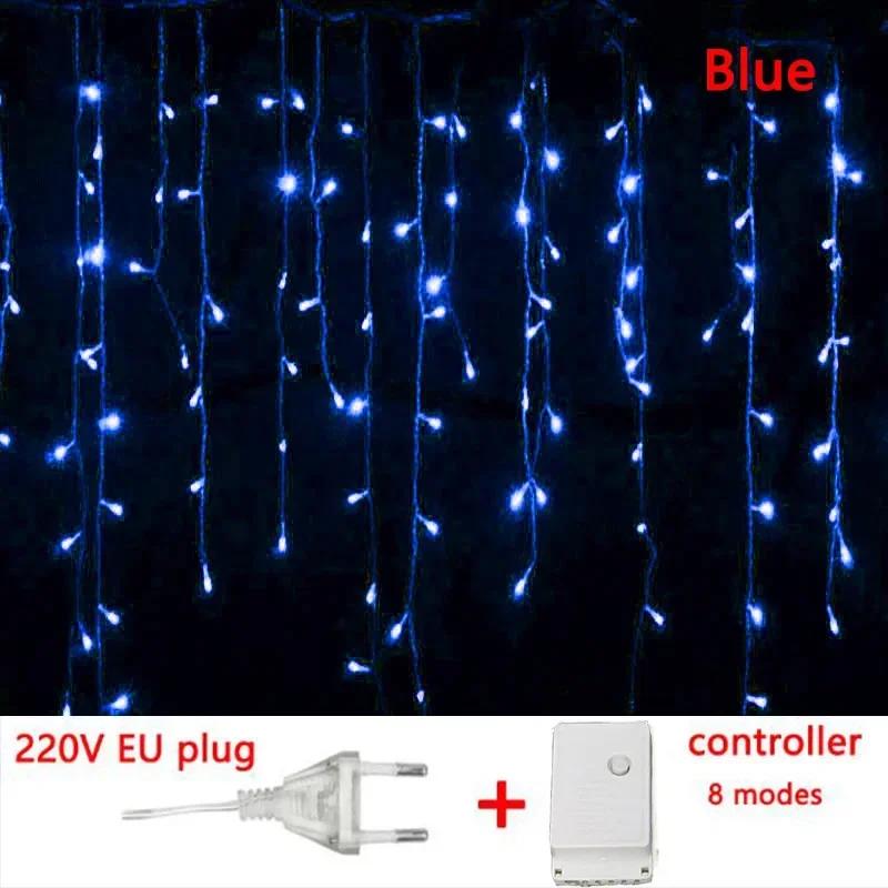 Outdoor Decoration 4m Droop 0.4-0.6m Curtain Icicle Led String Lights 220V EU Plug Garden Xmas Garland Decorative Lights