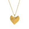 Elegant European-American Gold-Plated Heart Ginkgo Necklace - Versatile Stainless Steel Women’s Clavicle Chain