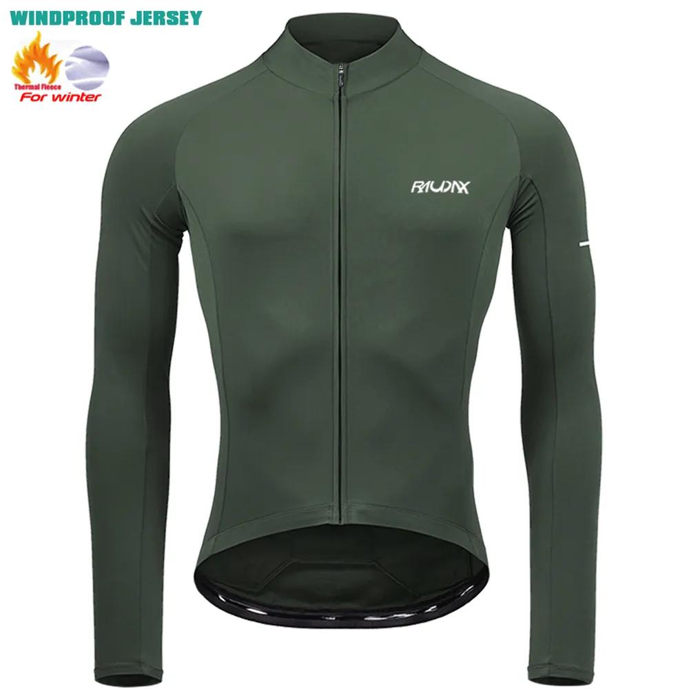 RAUDAX 2024 Man's Winter Cycling Clothing Long Sleeves Thermal Fleece Cycling Jersey Set Outdoor Keep Warm Road Bike Sportswear