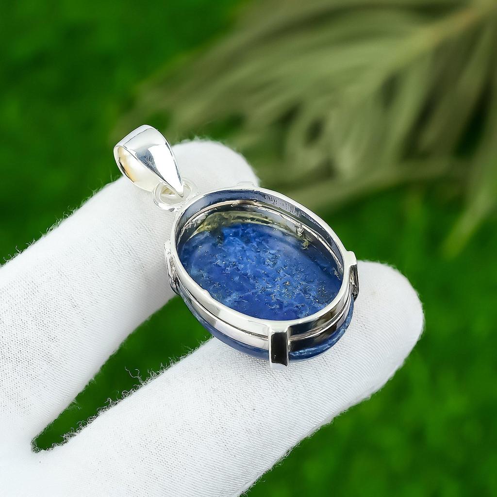 925 Silver Oval Lapis Lazuli Gemstone September Birth Unique New Pendant Jewelry