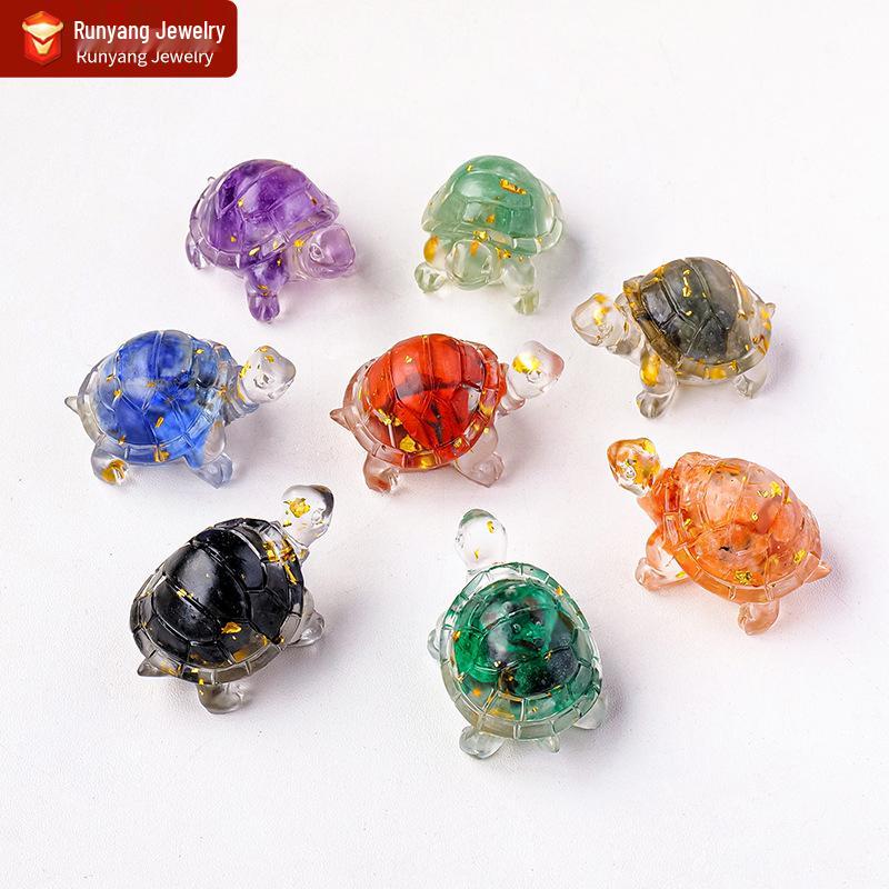 

Epoxy Resin Crystal Turtle Figurine for Home or Office Decor