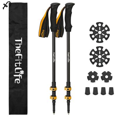 TheFitLife Trekking Pole Carbon Climbing Stock Bastão de caminhada telescópico leve Conjunto de 2 bastões de escalada para montanha