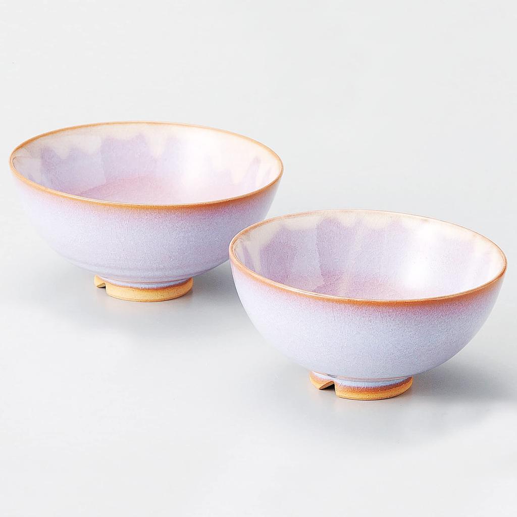Japanese ceramics Tsubakihide kiln Hagimurasaki set rice bowl M54875350