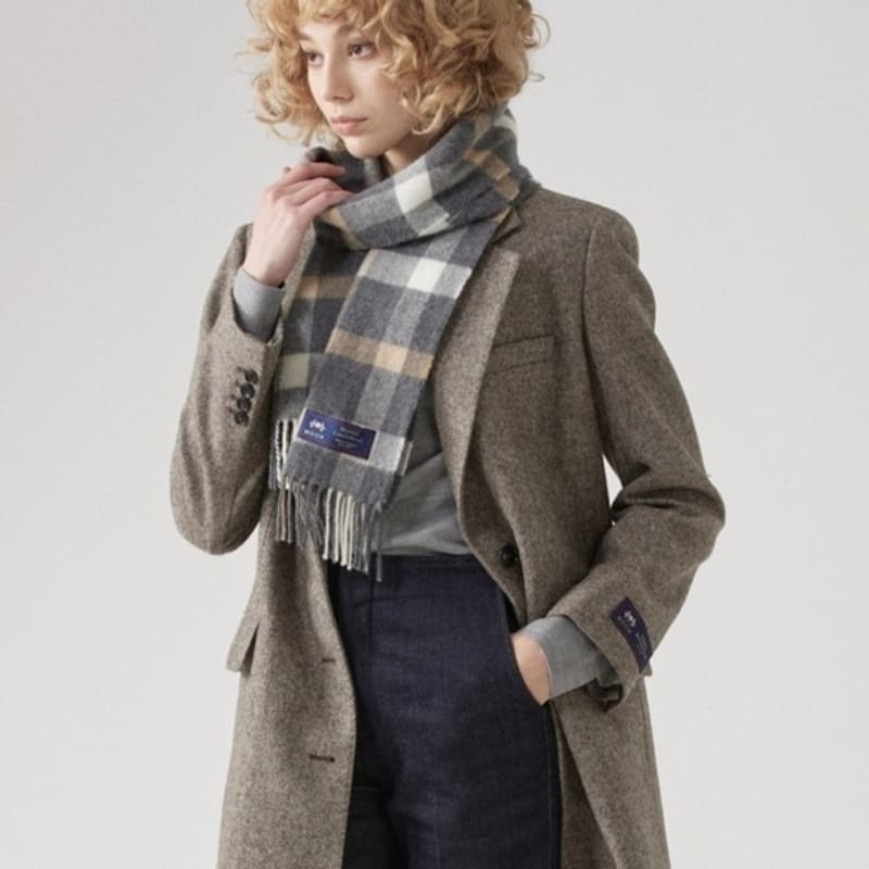 ABRAHAM MOON Merino Wool Muffler 25cm - Blythe Grey