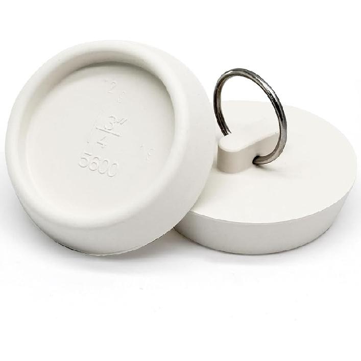 2 PCS 1-1/2 Inch To 1-5/8 Inch Rubber Drain Stopper with Hanging Ring, White Tub Drain Stopper, Sink Stopper Drain Plug, Rubber Sink Plug for