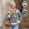2026New Casual Retro Style Striped Lace-up Round Neck Long-Sleeved Sweater Women