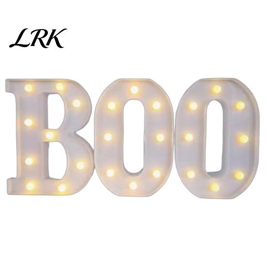 Light Up Letters 3 Pcs Halloween Boo with LED Light, Indoor Marquee Durable Plastic Letter Lights BOO Sign for Home Kitchen Fireplace Party