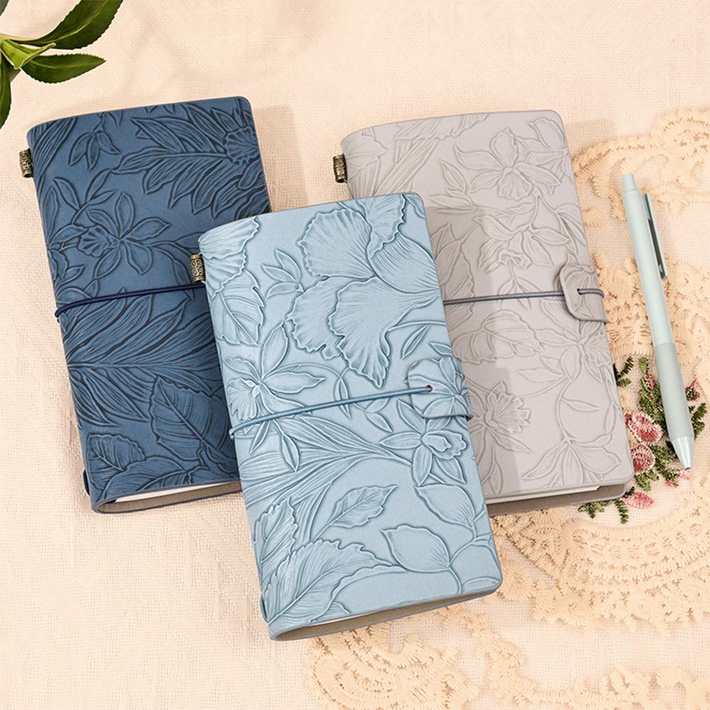 (Logo Can Be Engraved) A6 Student Printed Ledger, Leather Business Notebook with Strap, Notepad, Travel Diary, Portable Memo, Meeting Record Book