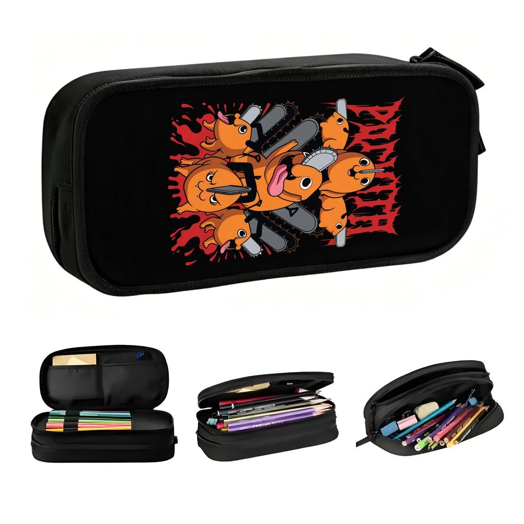 Anime Chainsaw Man Pochita Pencil Cases for Boys Girls Large Capacity Manga Pen Bag Box Stationery