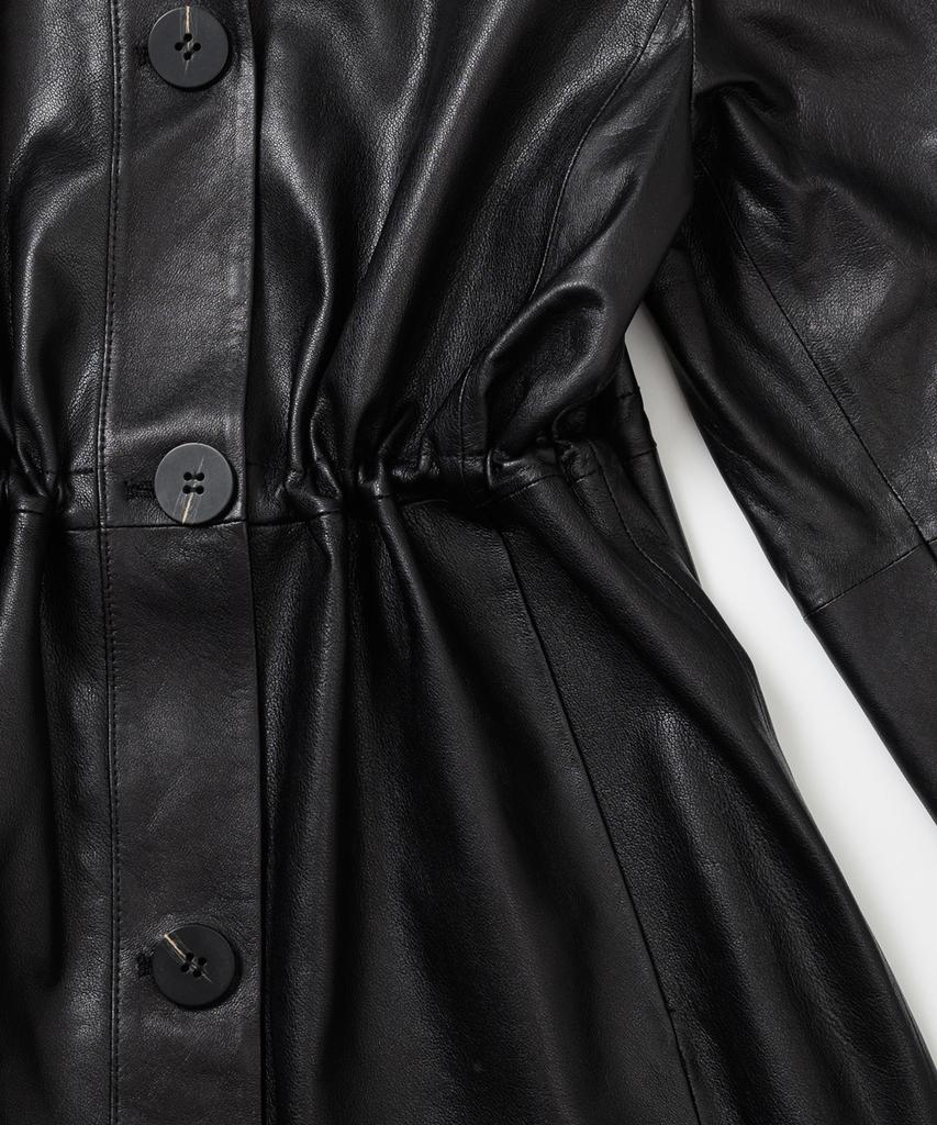 Leftseoul Vegetable Lambskin Balmacaan Coat [Black]
