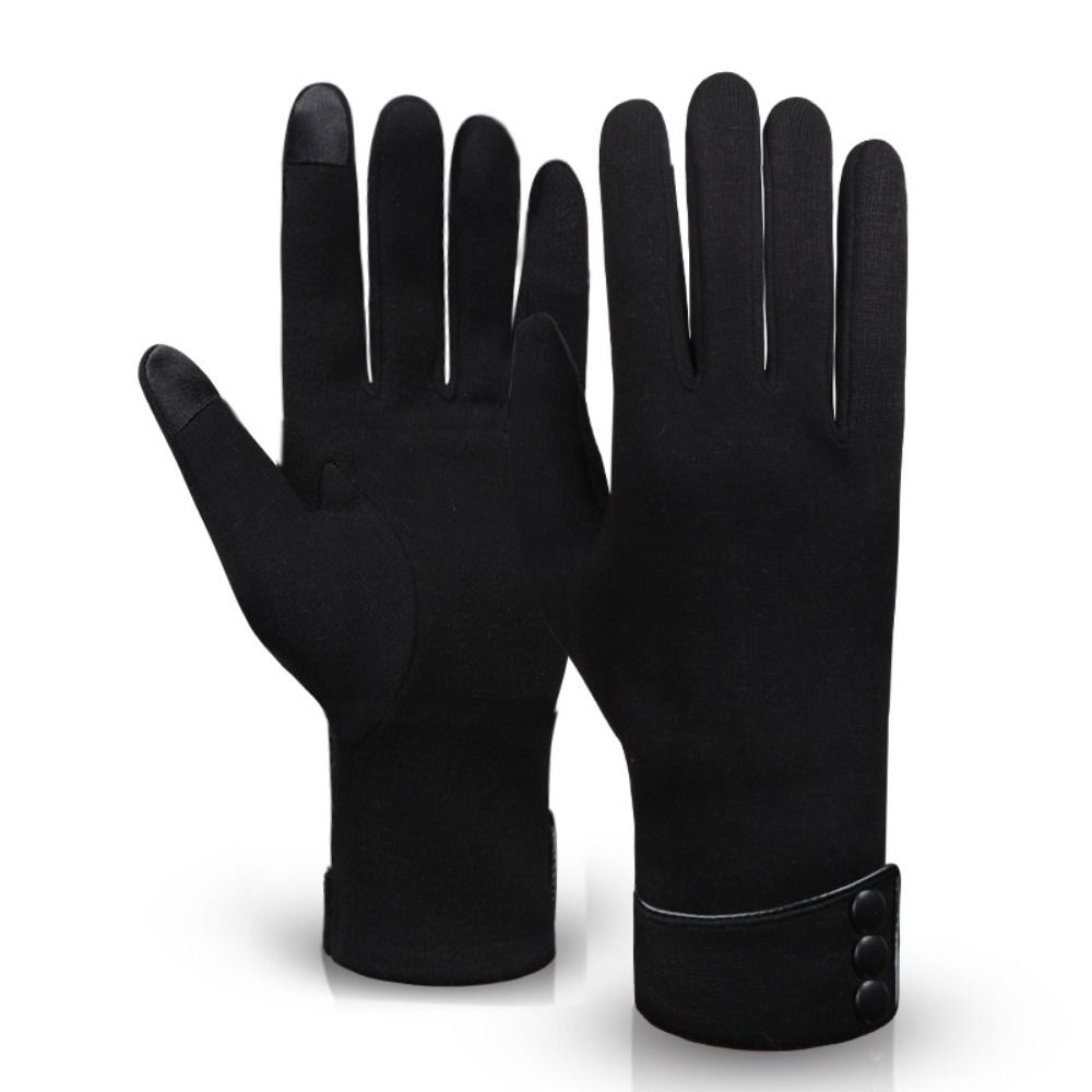 Five Finger Full Finger Mittens Korean Style Cycling Driving Gloves Simple Velvet Gloves Girls