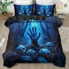 Duvet Cover Set Mysterious Skeleton Skull Print Bedding Set King Queen Style Bedding Set Polyester Machine Washable Decoration