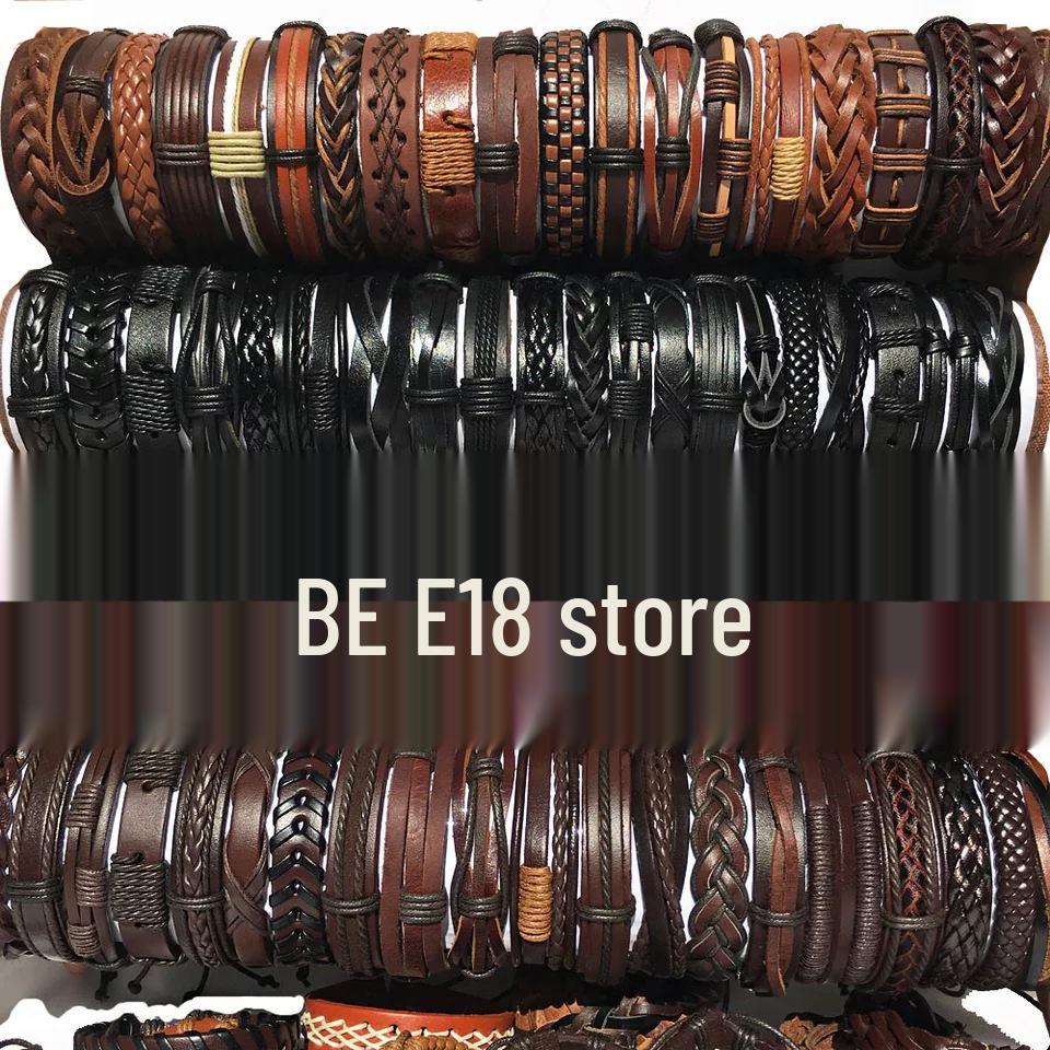 Mixed Color Handmade Braided Leather Bracelets - Set of 100 Pieces, Hot Selling with Cross-border Popularity