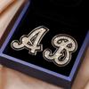 Fashion Women Rhinestone Brooch A-Z English Letter Metal Corsage Pins Crystal Alphabet Jewelry Shirt Clothes Accessories Gift