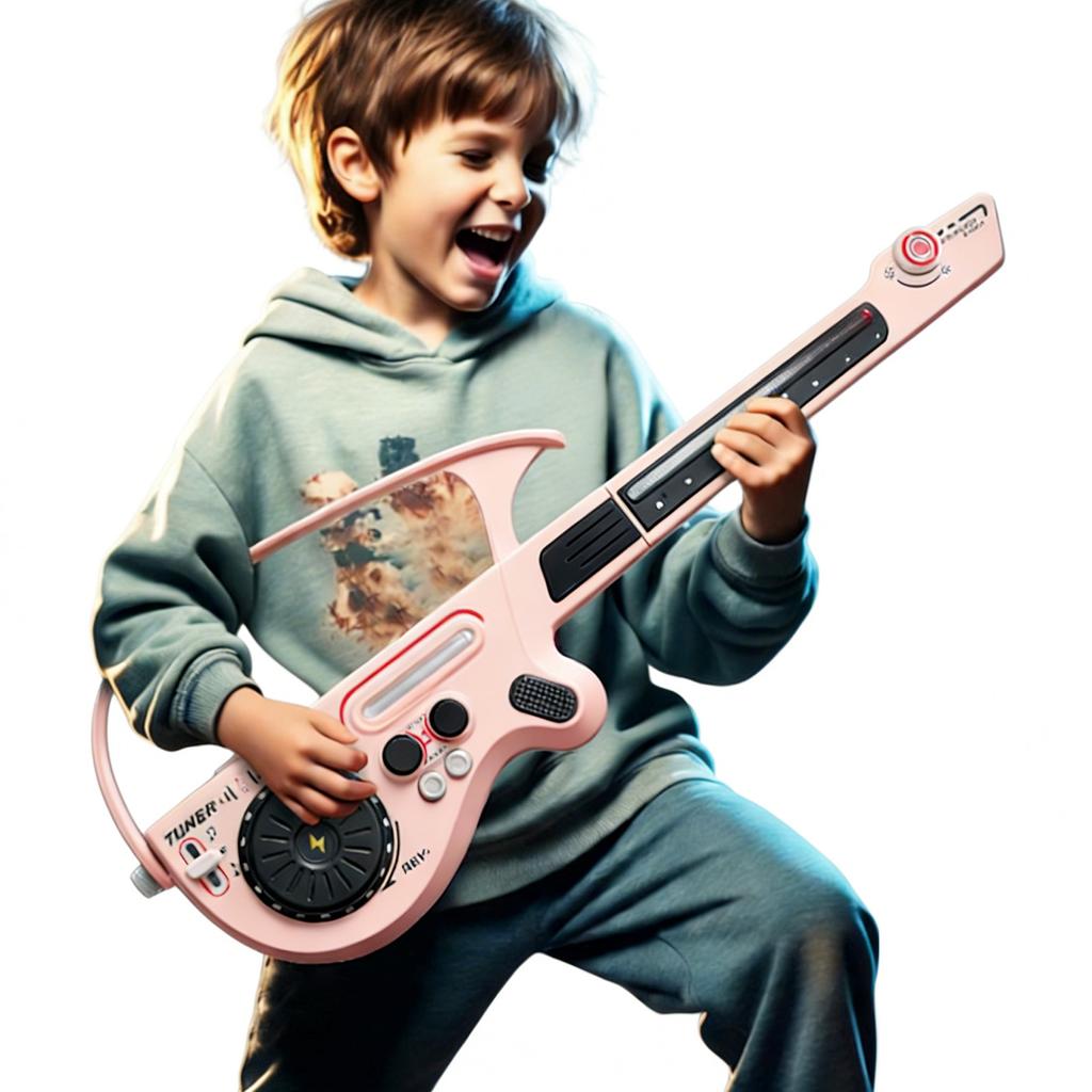 Kids Music Electric Guitar Foldable Stringless Smart Guitar Toy with DJ Turntable LED Lights for Children 3 Years Old
