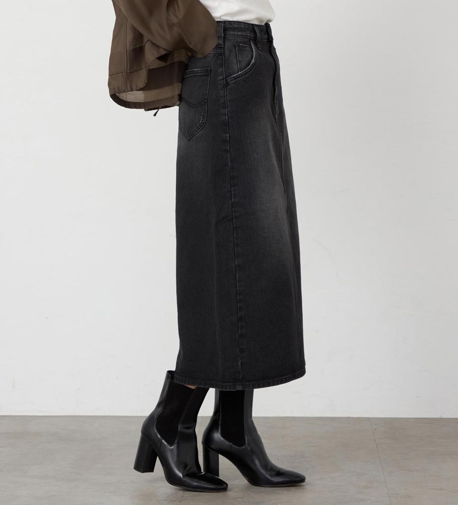 Lee BABE Stretch Denim Skirt In Sizes Black Denim Mid-Length (Available XS-XL) Women's