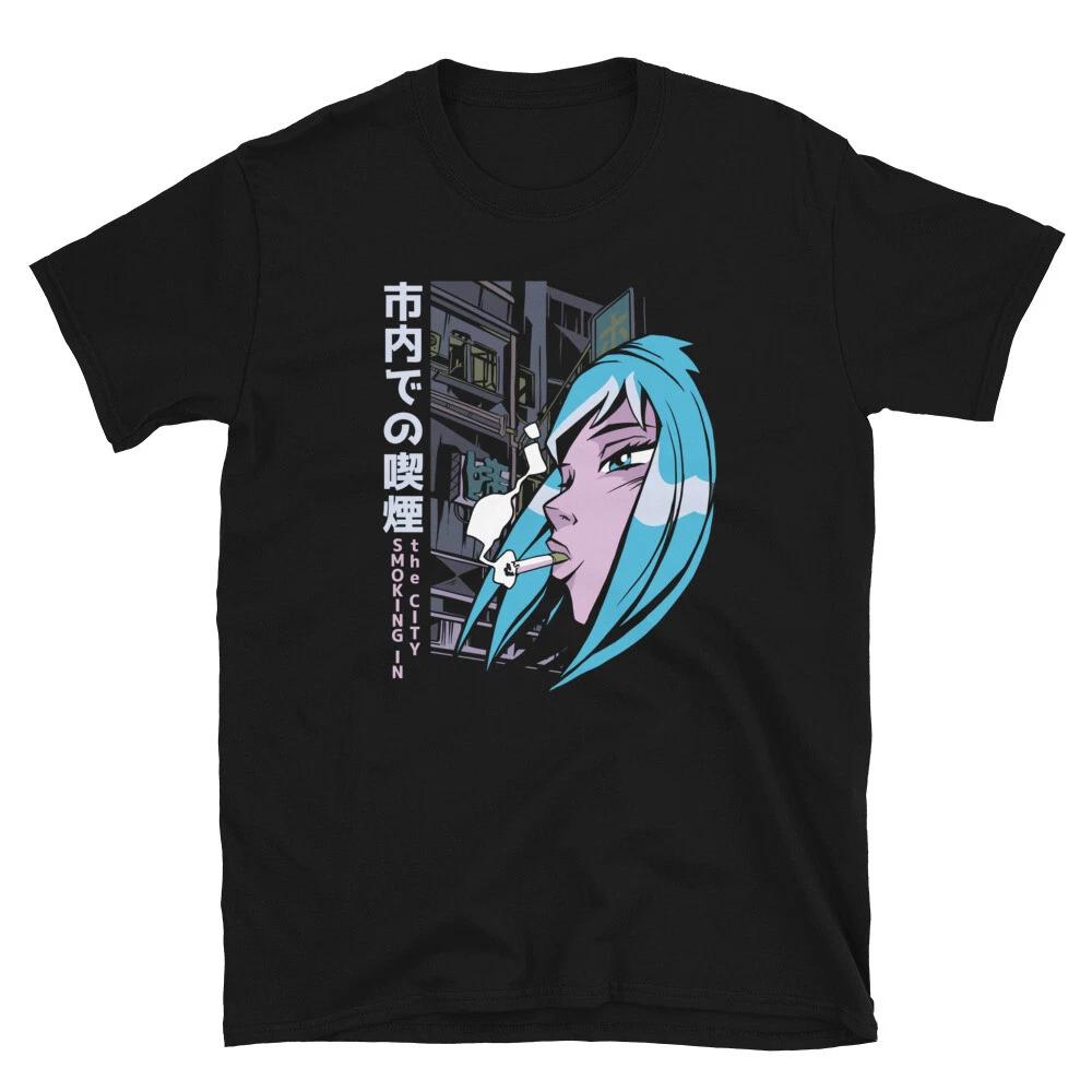 Smoking Girl Japanese Anime T-Shirt M
