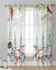 Christmas Snowman Sheer Curtains for Living Room Decoration Window Curtains Kitchen Tulle Voile Curtains