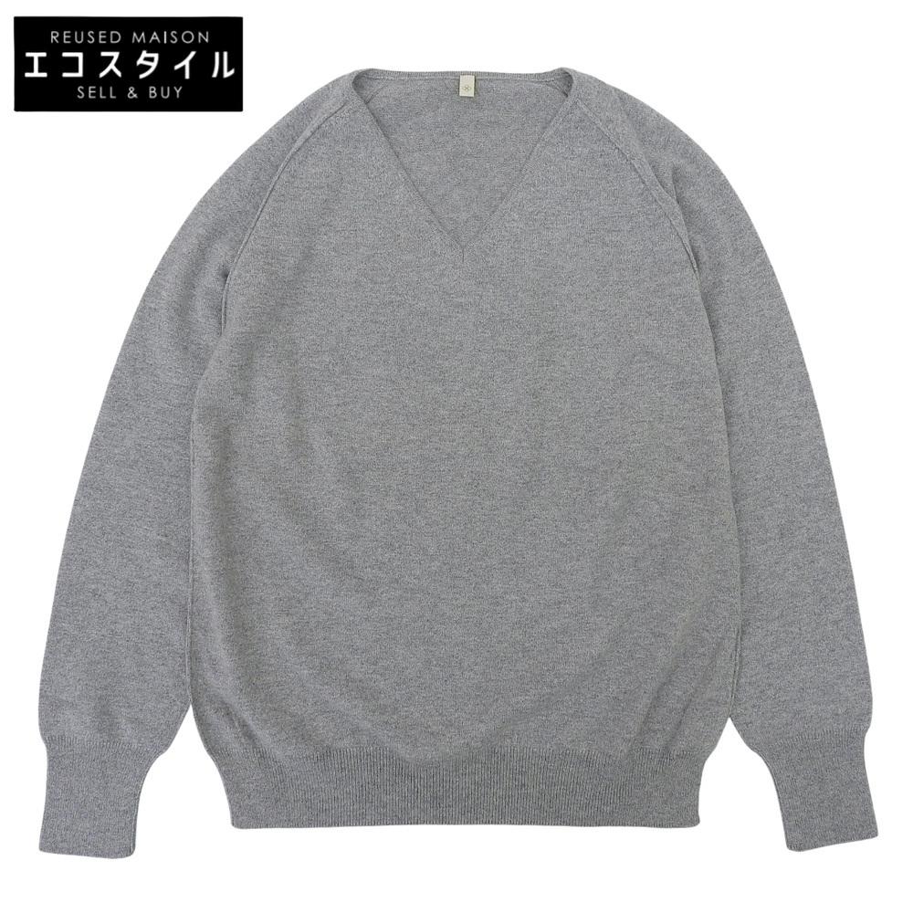 TOYOBOSHI Cashmere100 Women's V-Neck Sweater, Light Gray, Size 2, 07IT-BC0001 Tops 2 Light grayUsed