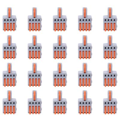 20Pcs Wire Connector 1 In 4 Out PushType Splitter Conductor Terminal Block Electrical Parts(Orange )