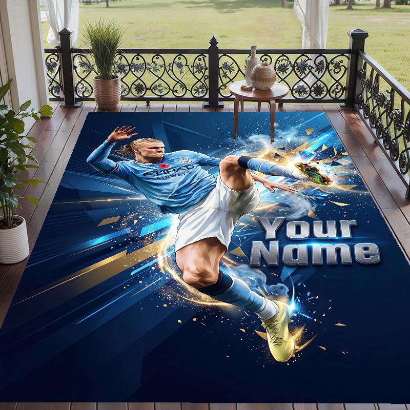 Custom Text Printed Rug Erling Haaland Non Slip Floor Carpet For Home Room Decor