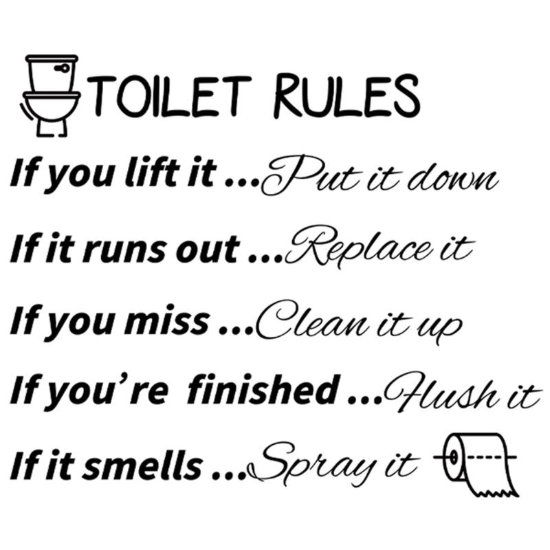 Toilet Rules Sticker Wall Art Decor Funny Bathroom Sign Warm Furniture Sticker 1