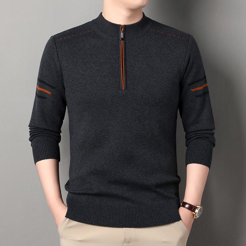 

2025 Men s Winter Half-High Collar Knit Sweater - Zipper, Loose Fit, Long Sleeve, Warm Pullover. M сірий колір