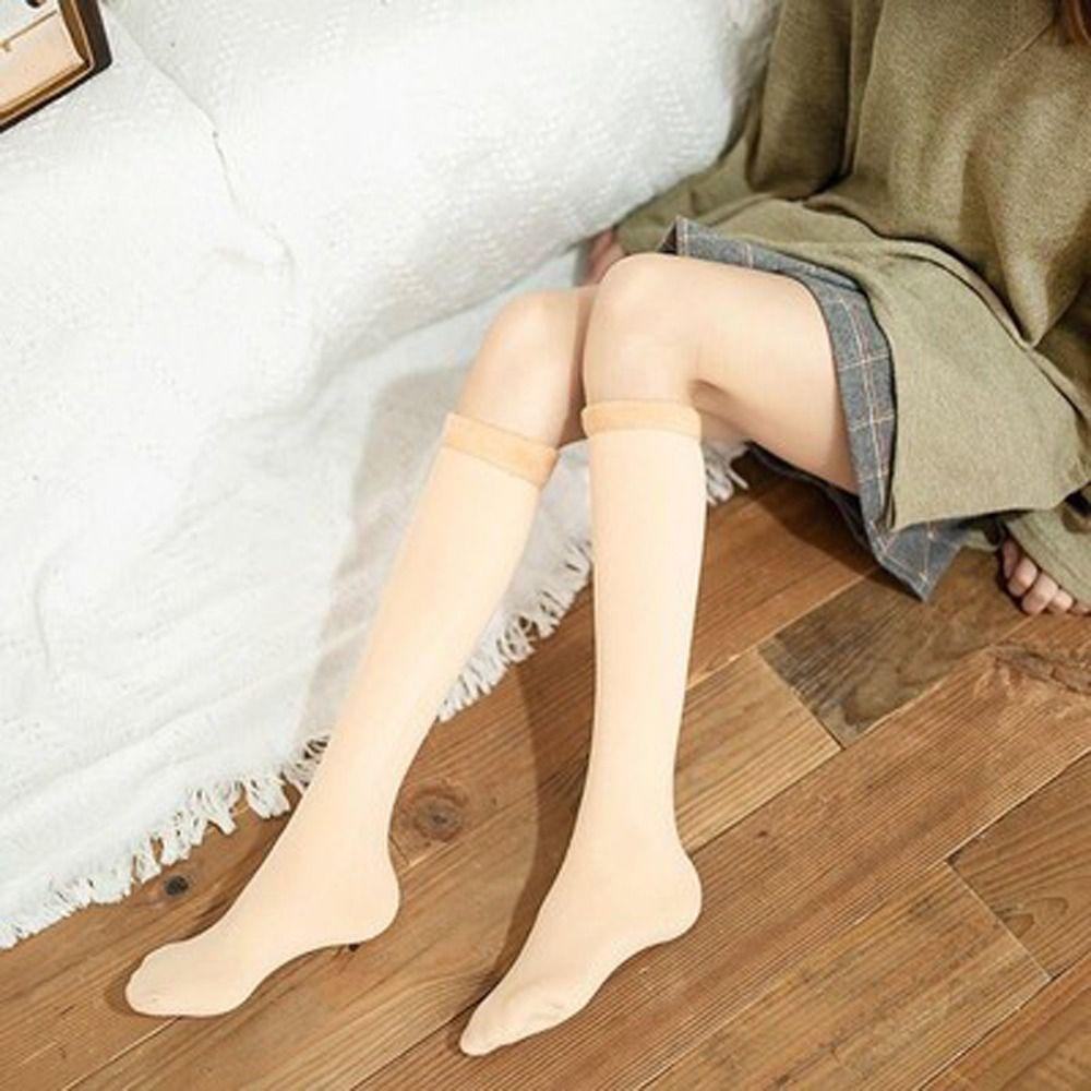 Einfarbig JK Mädchen Polyester Winter Thermosocken Überknie Socken Oberschenkelhohe Socken Damen Strümpfe