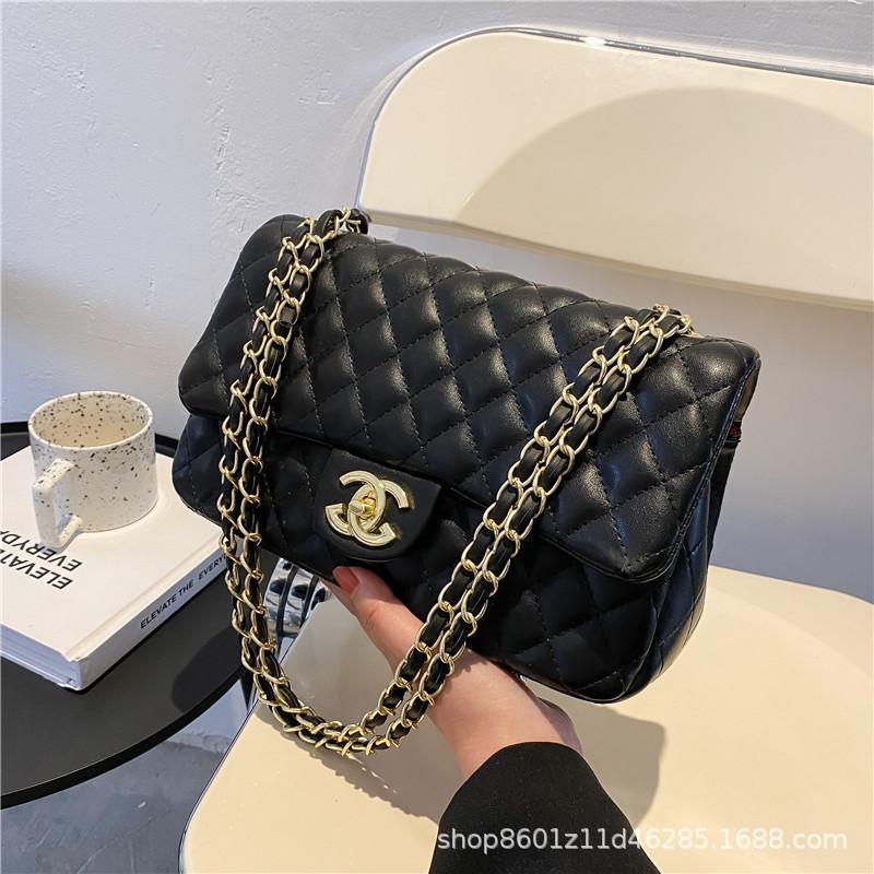 Женская сумка модная плечевая сумка-мессенджер высокая текстура бриллиантовая цепочка сумка чёрный