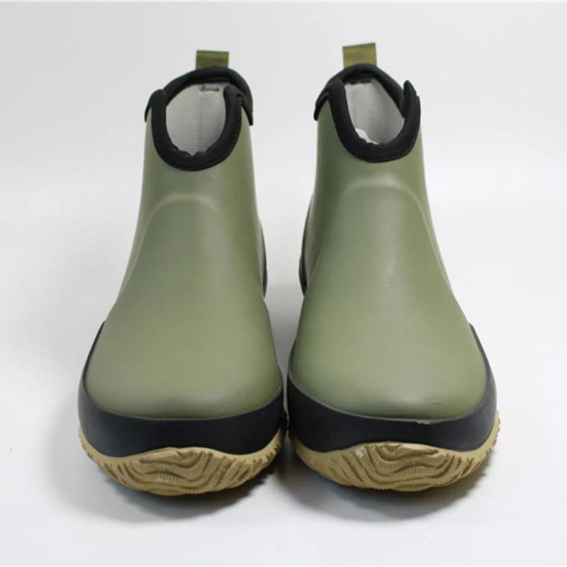 Waterdichte Rubberen Regenschoenen voor Mannen Instappers Enkellaarzen Antislip Platform Schoenen voor Buiten Vissen en Werk