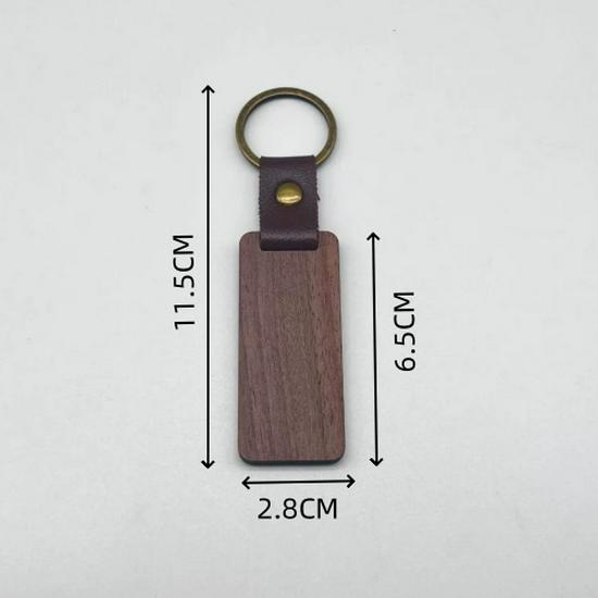 Creative Beech Wood Car Pendant & Leather Keychain with Laser Engraved Walnut Wood Logo