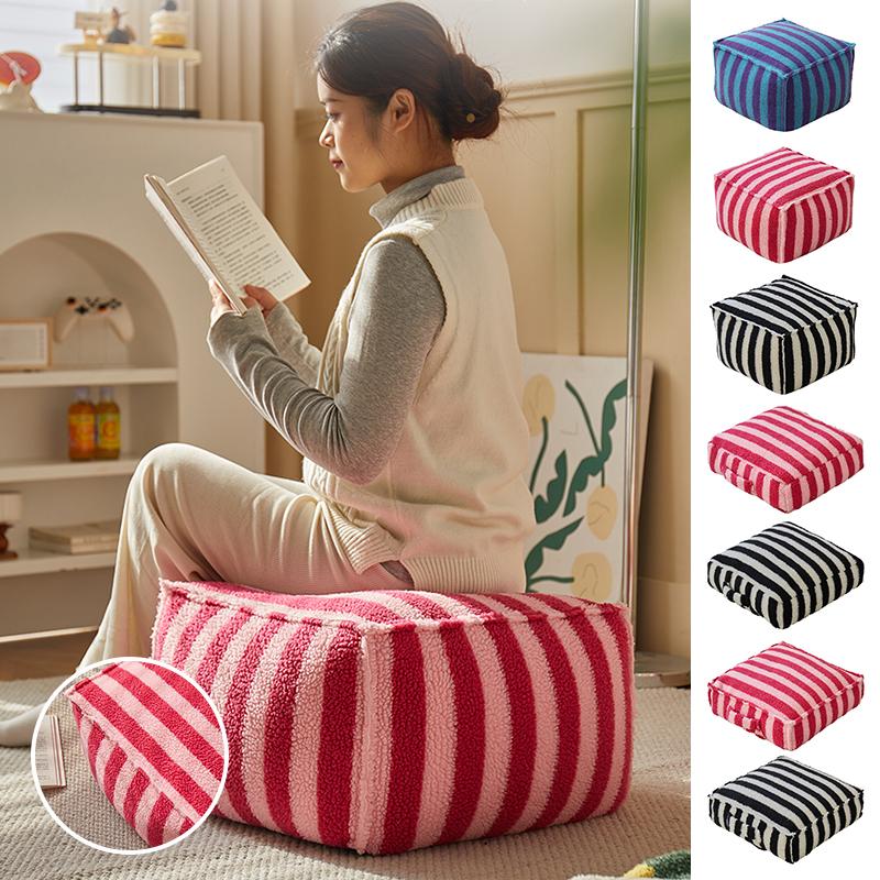 Thicken Velvet Lamb Wool Seat Cover Unstuffed Pouf Footstool Ottoman Soft Fleece Footrest Cushion Cover No Fillings Futon