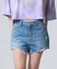 UNKNOWN PLANET Roll-Up Slit Mini Denim Shorts Blue