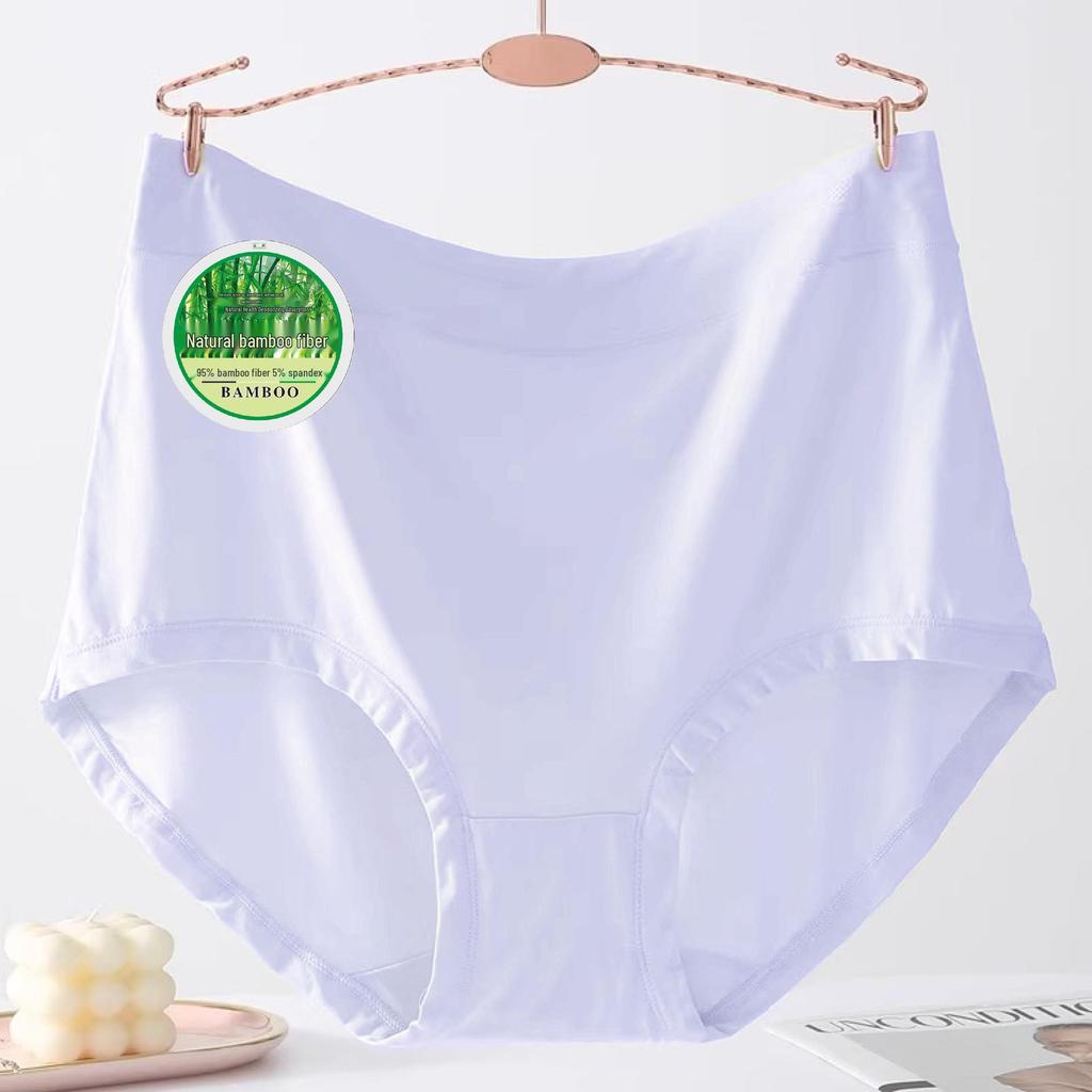 Plus Size Women's Bamboo Fiber Mid-High Waist Panties - Breathable, Antibacterial, Comfortable, Hip-Hugging, Mom Briefs.