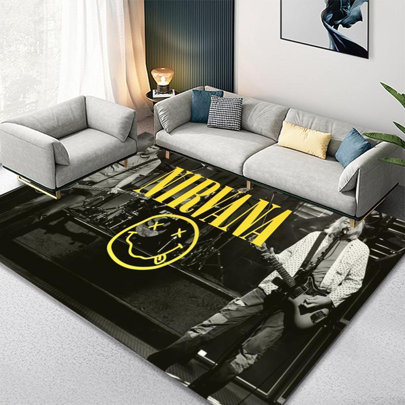 Nirvana Band Carpet Rug for Living Room Bedroom Home Sofa Decoration,Kids play Non-slip Floor Mat