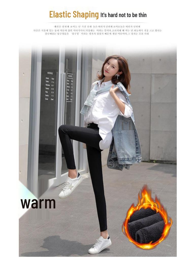 Hohe Taillen Dicke Schwarze Plus Size Leggings für Damen - Schlankmachende Skinny Hosen für Herbst/Winter