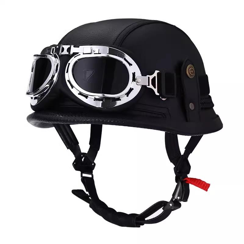 VGV Vintage Half Helmet Motorcycle Helmets Summer Cool Protective Glasses Man Women Boy Girl Light Cute Sunburn Protection