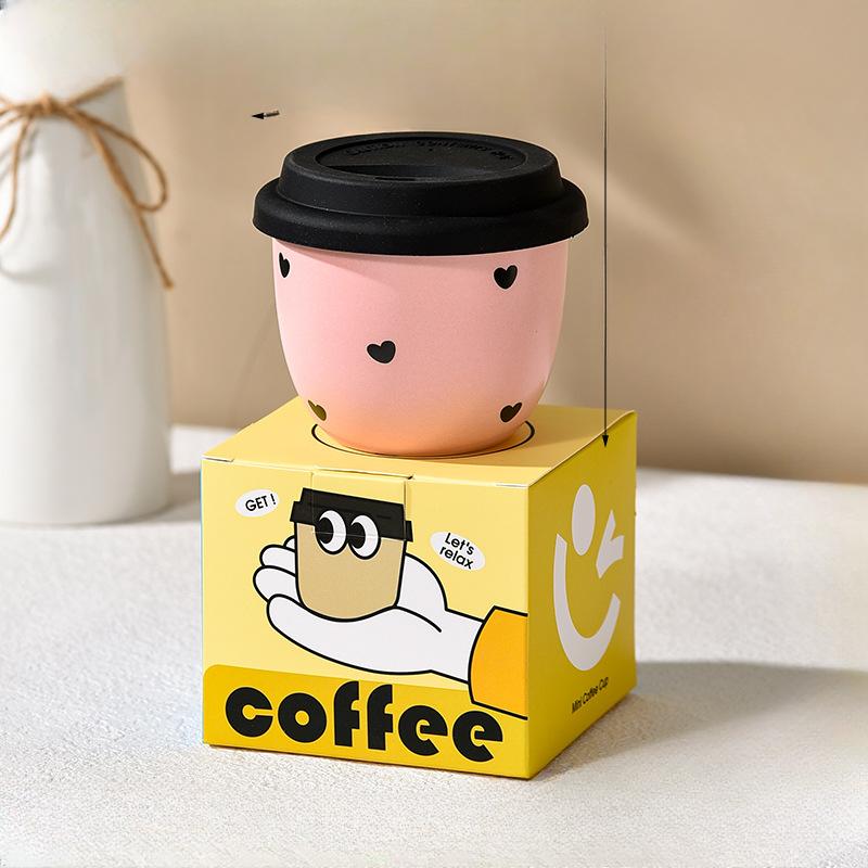 

Кофейная чашка малой вместимости для холодных напитков, розовая, керамическая ручная чашка с крышкой, милая мини-чашка 245ml