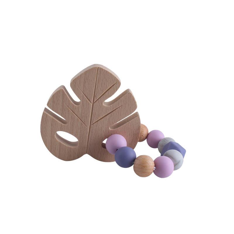 DIY Baby Personalized Name Leaf Pacifier Clips Holder Chain Teething Toys Gifts Wooden Ring Anti-drop Chains Babies