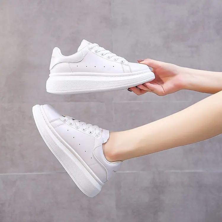 Casual Trendy Autumn New Couple'S Shoe Increase Height White Small Shoe Women'S Plus Size Board Shoe Rubber Sole Polyurethane In