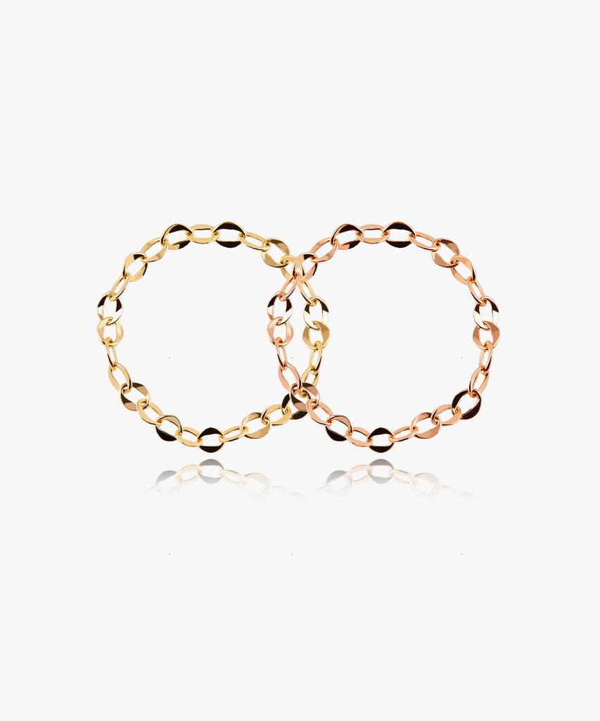 Helene Jewelry 14K Hollow Tiny Primo Chain Ring (Type A)