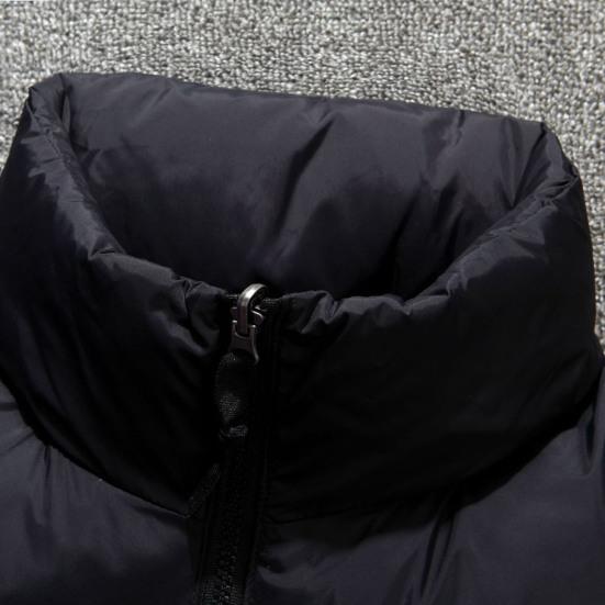 Men Cotton Coat Stand Collar Long Sleeve Patchwork Color Cotton-Padded Jacket with Pockets Zipper Placket Windproof Cuffs Cotton Outwear