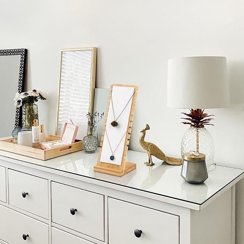 Bamboo Necklace Display Stand Jewelry Bracelets Chains Organizer Holder Freestanding Multiple Stands for Selling Show Home