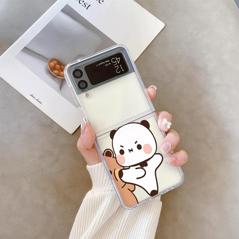 Funny Catoon Dudu Bubu Couple Phone Case for Samsung Galaxy Z Flip 5 4 6 7 INS Korea Soft Cover for Zflip 4 3 Cover Paired Coque