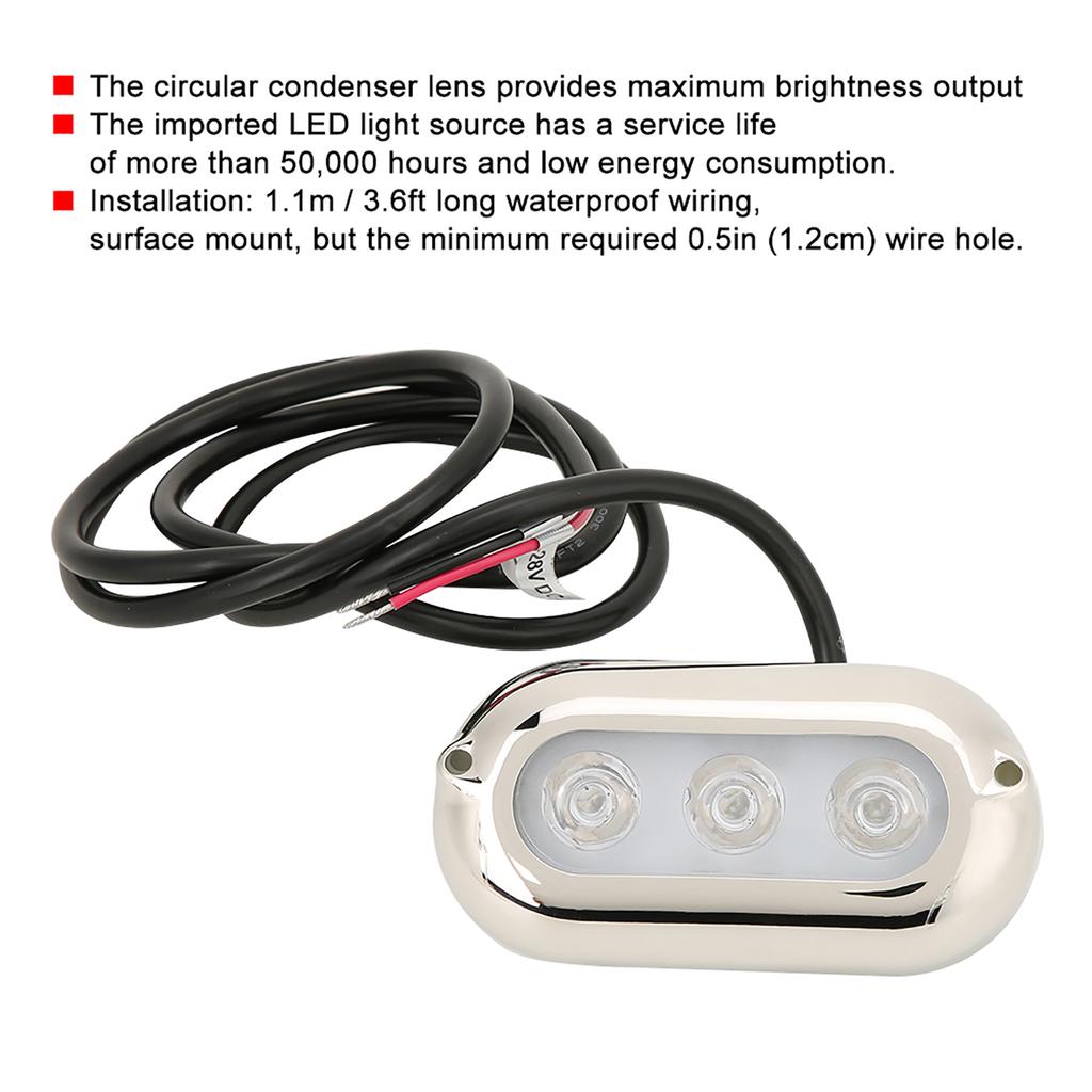 LED Underwater Light Waterproof Marine Boat Yacht Bottom Tail LampBlue Light