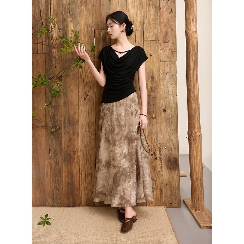 Sancai New Chinese Style Jacquard Mermaid Skirt S