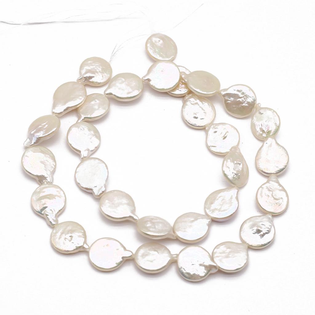 1String, White Natural Freshwater Pearls 11-13mm, Handmade Teardrop-shaped Pearl Beads for Jewelry Making DIY Crafts, Needlework 36cm